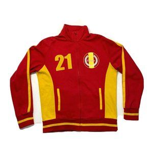 Carbon ESPANA Number 21 Track Jacket Fleece Lined Striped Spell Out Red Yellow M